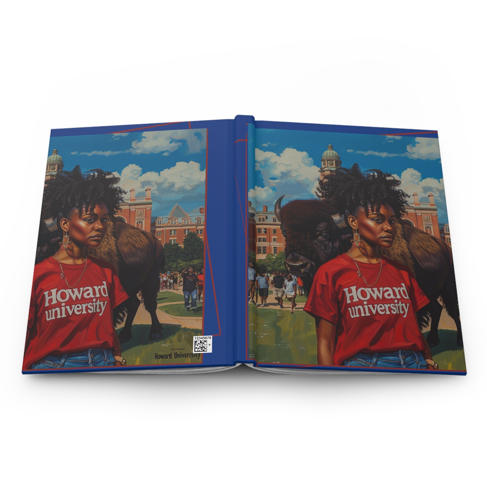 Howard Girl Red and Blue Bison Hardcover Journal Matte
