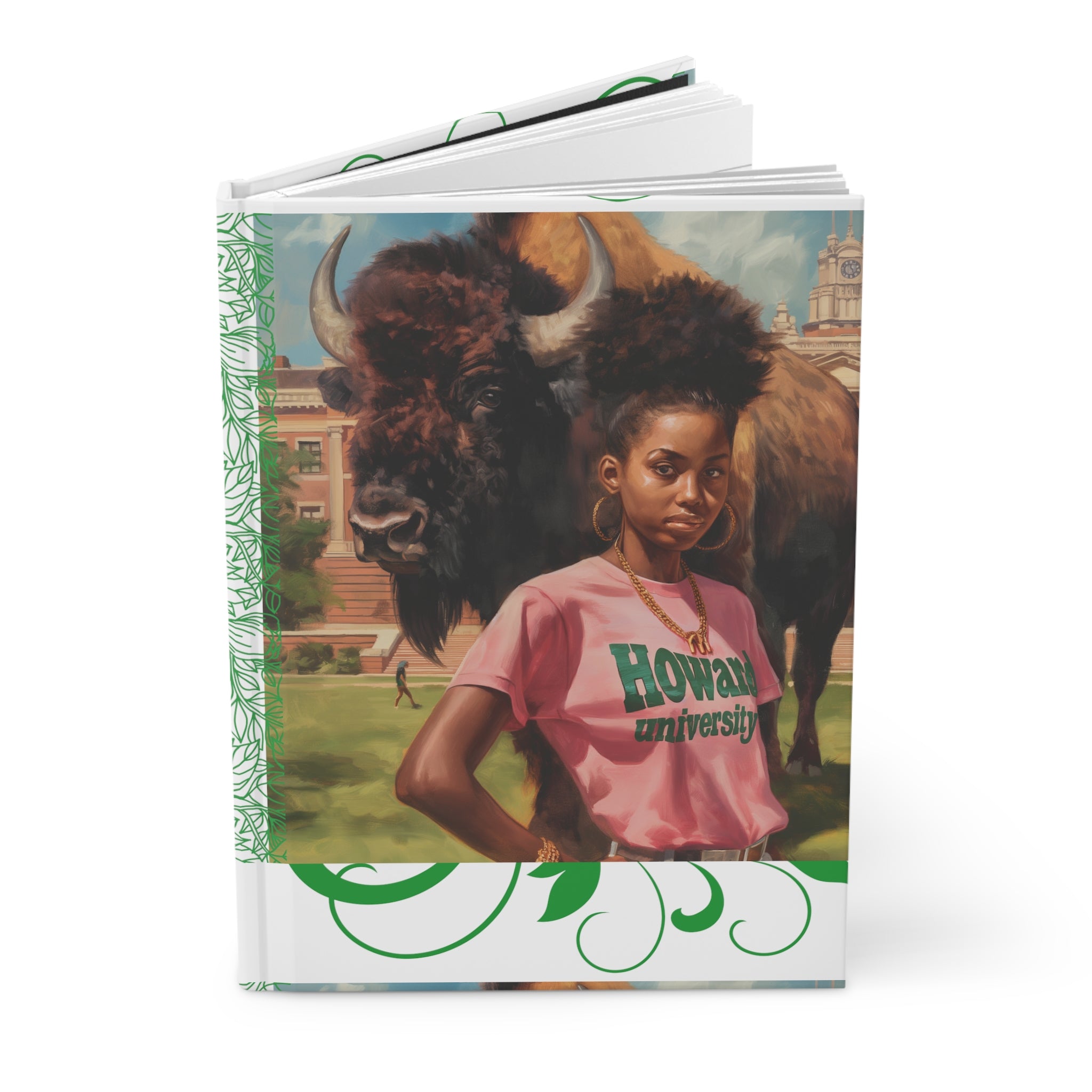 Howard Girl Pink and Green Bison Hardcover Journal Matte