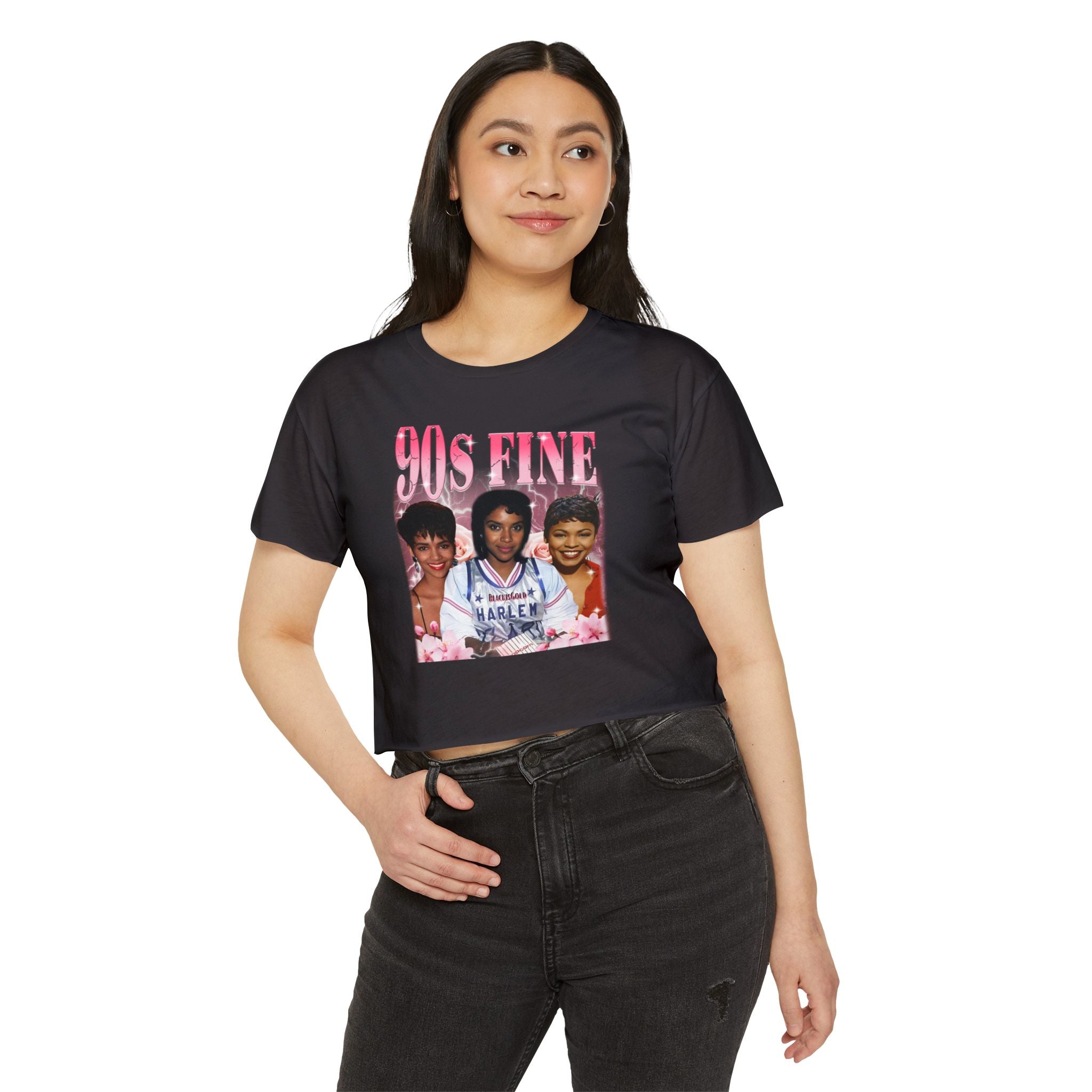 90s Fine Festival Crop Top for Women | Vintage Style Graphic Tee