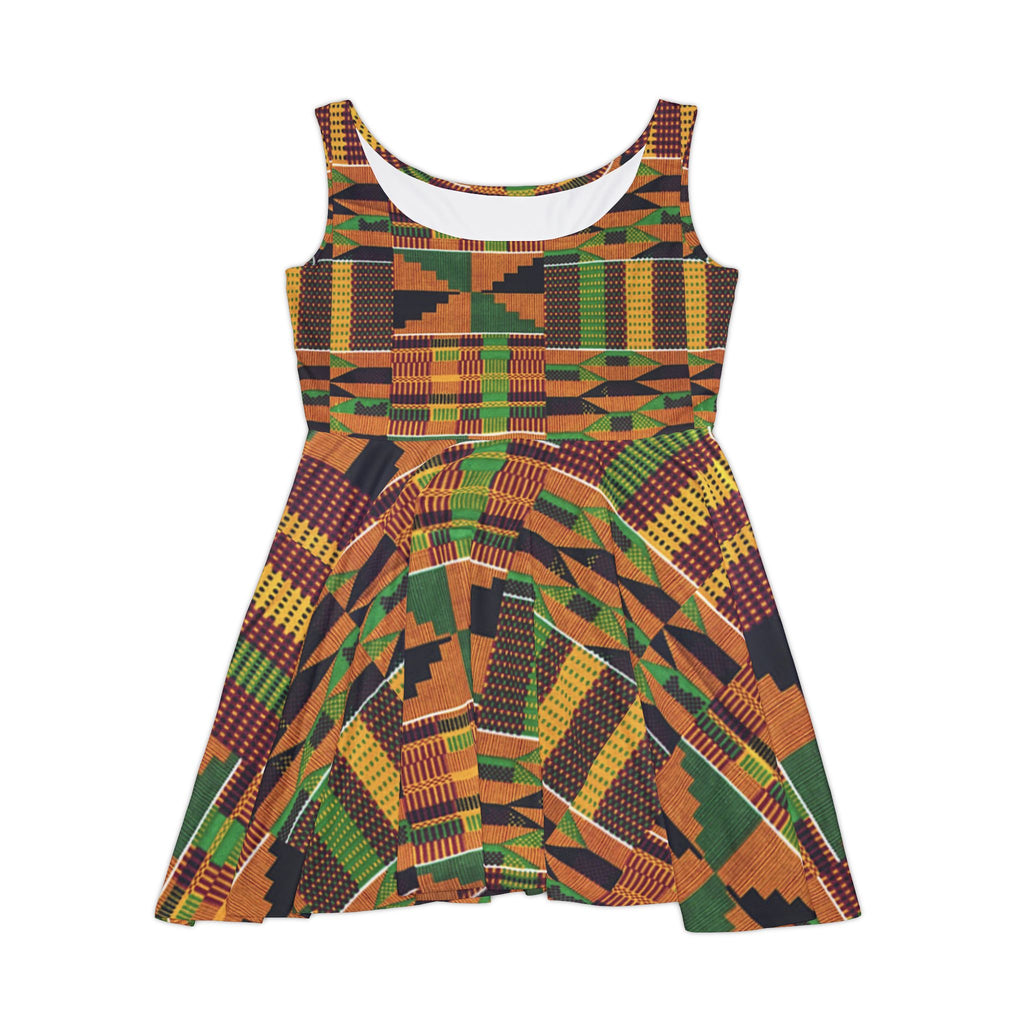 Skater Dress Kente Cloth Pattern Afrocentric African Style Women Dresses