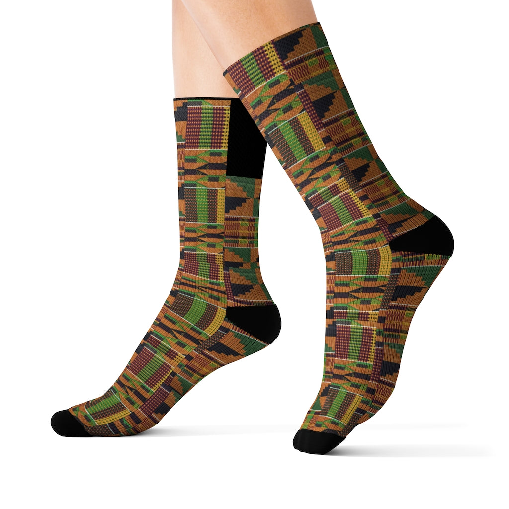 Kente Cloth Print Sublimation Socks