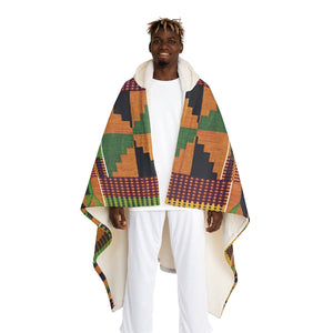 Kente Hooded Sherpa Fleece Blanket