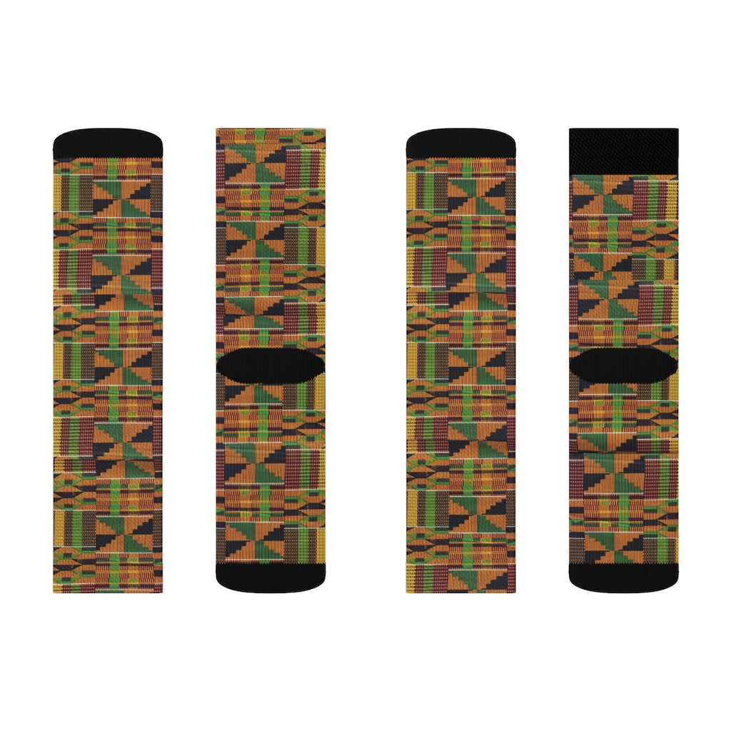 Kente Cloth Print Sublimation Socks