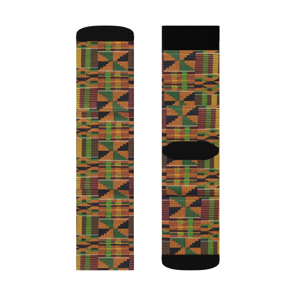 Kente Cloth Print Sublimation Socks