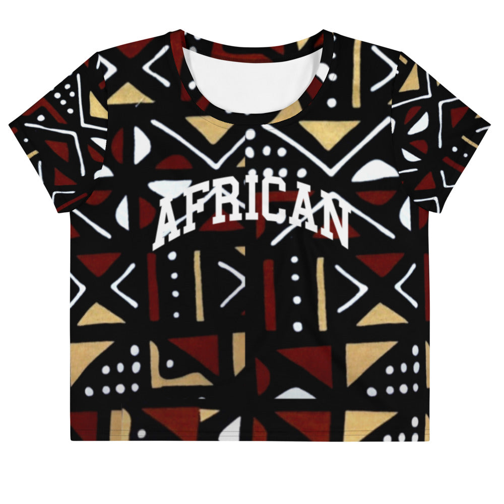 African Mud Cloth Print Crop Tee