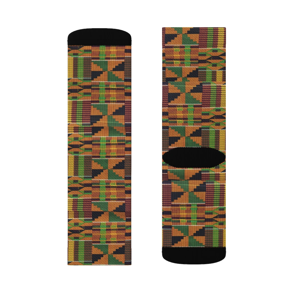 Kente Cloth Print Sublimation Socks