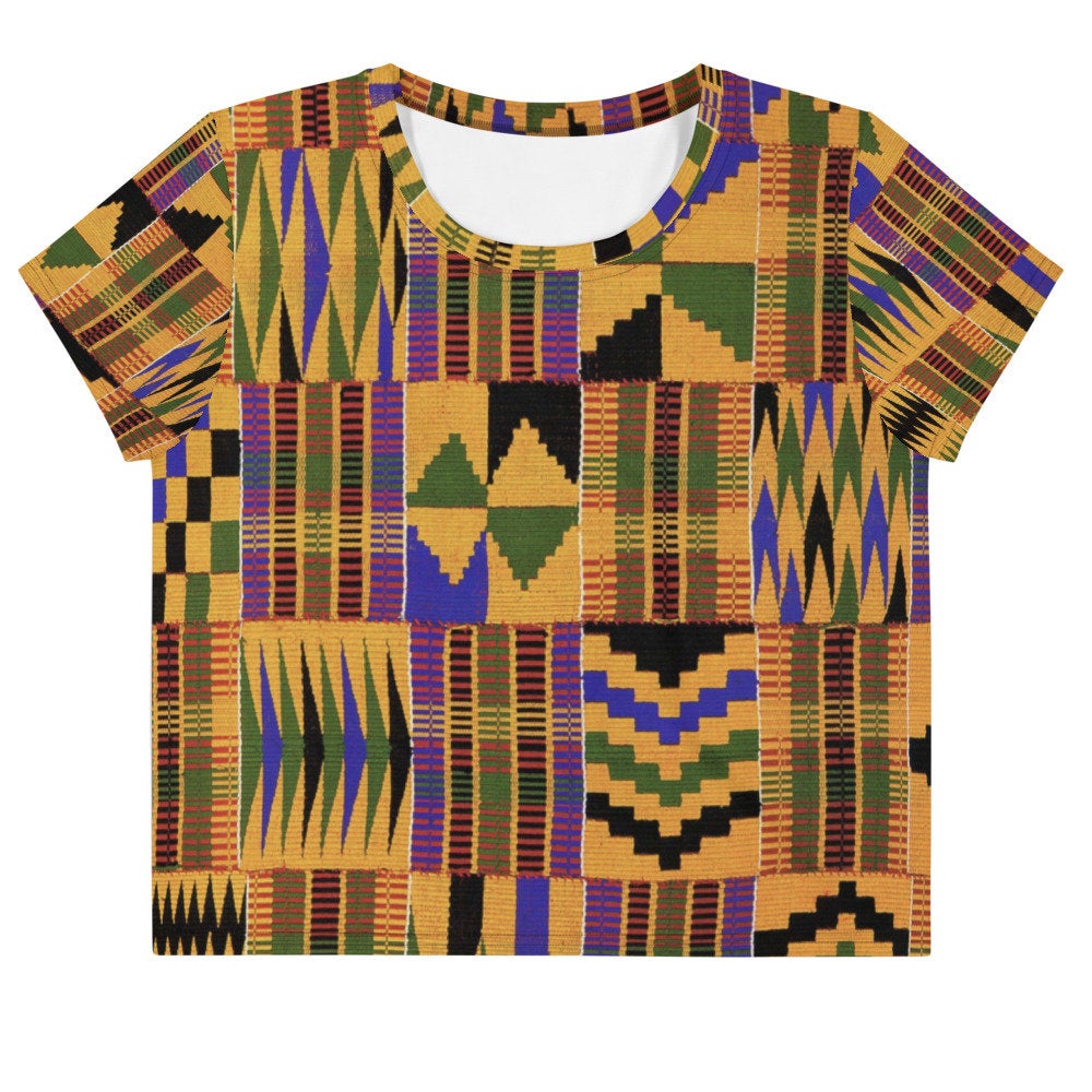 All-Over Kente Print Crop Tee