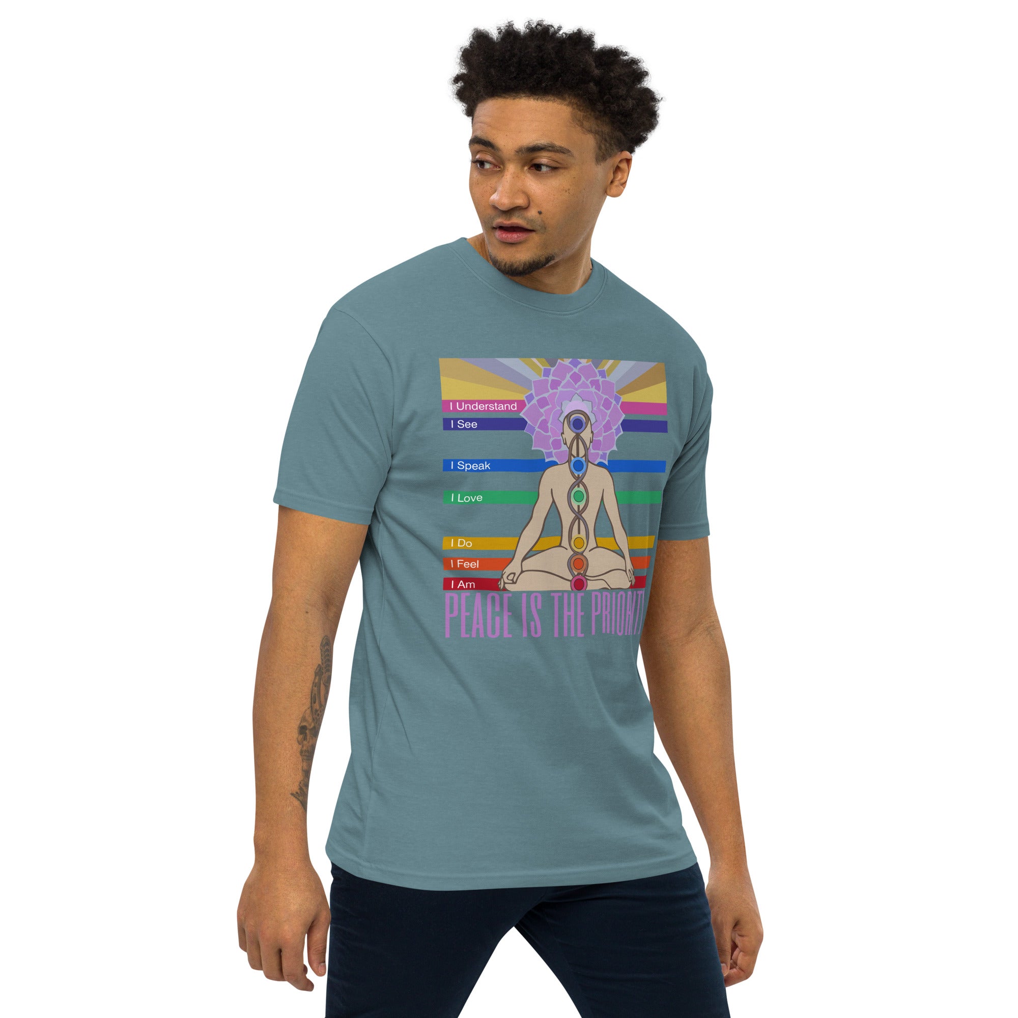 Chakra Peace T Shirt (Men’s premium heavyweight tee)